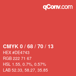 Color code: CMYK 0 / 68 / 70 / 13 | qconv.com