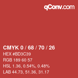 Color code: CMYK 0 / 68 / 70 / 26 | qconv.com