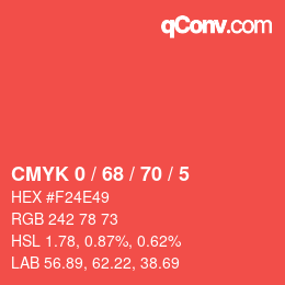 Color code: CMYK 0 / 68 / 70 / 5 | qconv.com