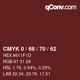 Farbcode: CMYK 0 / 68 / 70 / 62 | qconv.com