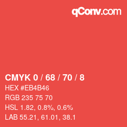 カラーコード: CMYK 0 / 68 / 70 / 8 | qconv.com