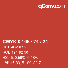 Color code: CMYK 0 / 68 / 74 / 24 | qconv.com