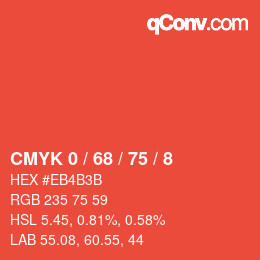 カラーコード: CMYK 0 / 68 / 75 / 8 | qconv.com