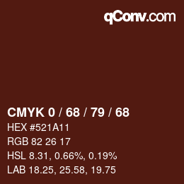 カラーコード: CMYK 0 / 68 / 79 / 68 | qconv.com