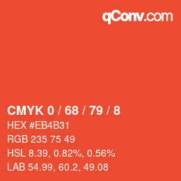 Color code: CMYK 0 / 68 / 79 / 8 | qconv.com