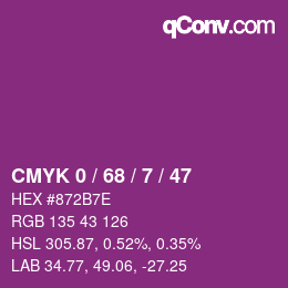 カラーコード: CMYK 0 / 68 / 7 / 47 | qconv.com