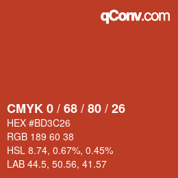 Color code: CMYK 0 / 68 / 80 / 26 | qconv.com