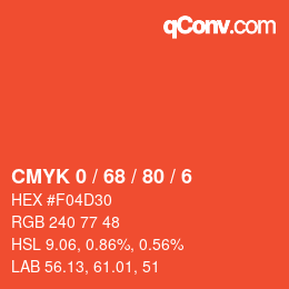 Color code: CMYK 0 / 68 / 80 / 6 | qconv.com