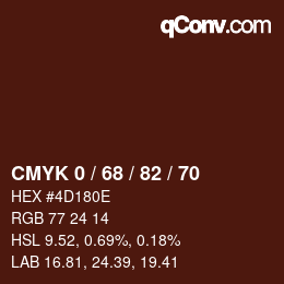 Color code: CMYK 0 / 68 / 82 / 70 | qconv.com