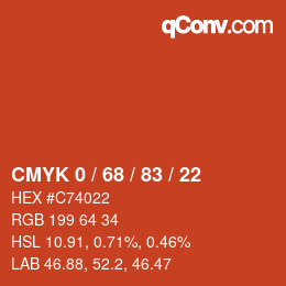 Color code: CMYK 0 / 68 / 83 / 22 | qconv.com