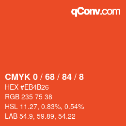 カラーコード: CMYK 0 / 68 / 84 / 8 | qconv.com