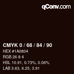 カラーコード: CMYK 0 / 68 / 84 / 90 | qconv.com