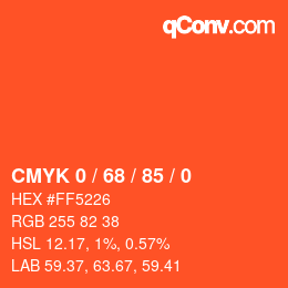 Color code: CMYK 0 / 68 / 85 / 0 | qconv.com