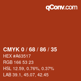 Color code: CMYK 0 / 68 / 86 / 35 | qconv.com