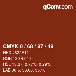 カラーコード: CMYK 0 / 68 / 87 / 49 | qconv.com