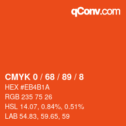 Color code: CMYK 0 / 68 / 89 / 8 | qconv.com