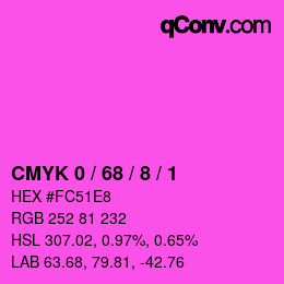 Farbcode: CMYK 0 / 68 / 8 / 1 | qconv.com