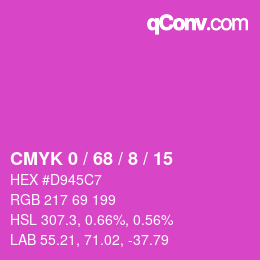 カラーコード: CMYK 0 / 68 / 8 / 15 | qconv.com