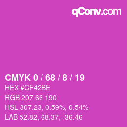 カラーコード: CMYK 0 / 68 / 8 / 19 | qconv.com