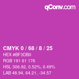 カラーコード: CMYK 0 / 68 / 8 / 25 | qconv.com