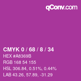 カラーコード: CMYK 0 / 68 / 8 / 34 | qconv.com