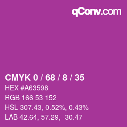 カラーコード: CMYK 0 / 68 / 8 / 35 | qconv.com