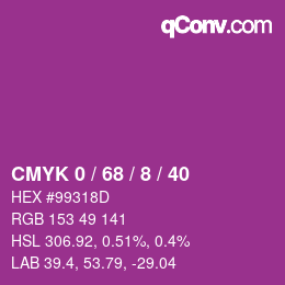 カラーコード: CMYK 0 / 68 / 8 / 40 | qconv.com