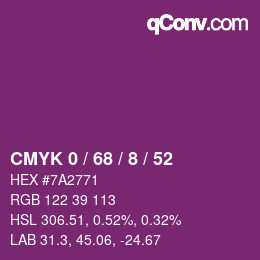 Color code: CMYK 0 / 68 / 8 / 52 | qconv.com