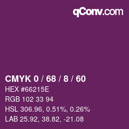 カラーコード: CMYK 0 / 68 / 8 / 60 | qconv.com