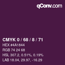 Color code: CMYK 0 / 68 / 8 / 71 | qconv.com