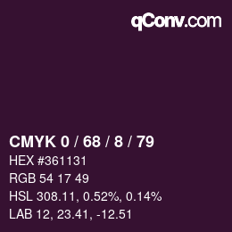 カラーコード: CMYK 0 / 68 / 8 / 79 | qconv.com
