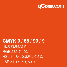 カラーコード: CMYK 0 / 68 / 90 / 9 | qconv.com