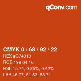颜色代码: CMYK 0 / 68 / 92 / 22 | qconv.com