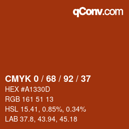 Color code: CMYK 0 / 68 / 92 / 37 | qconv.com