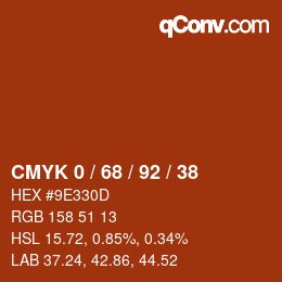 Color code: CMYK 0 / 68 / 92 / 38 | qconv.com