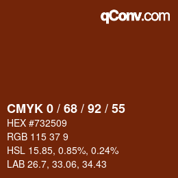 Color code: CMYK 0 / 68 / 92 / 55 | qconv.com