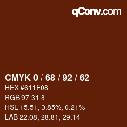 Color code: CMYK 0 / 68 / 92 / 62 | qconv.com