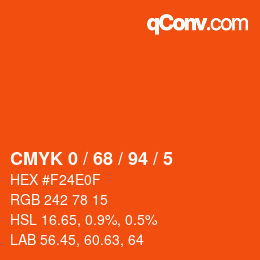 Farbcode: CMYK 0 / 68 / 94 / 5 | qconv.com