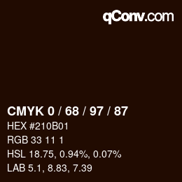 颜色代码: CMYK 0 / 68 / 97 / 87 | qconv.com