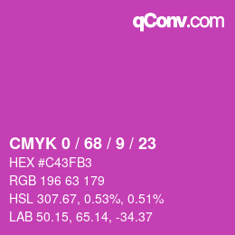 カラーコード: CMYK 0 / 68 / 9 / 23 | qconv.com