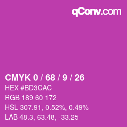 Farbcode: CMYK 0 / 68 / 9 / 26 | qconv.com