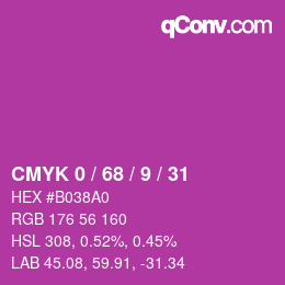 カラーコード: CMYK 0 / 68 / 9 / 31 | qconv.com