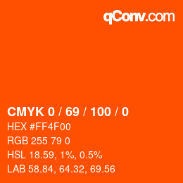 颜色代码: CMYK 0 / 69 / 100 / 0 | qconv.com