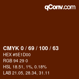 Color code: CMYK 0 / 69 / 100 / 63 | qconv.com