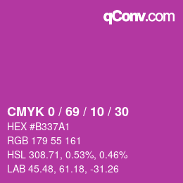 颜色代码: CMYK 0 / 69 / 10 / 30 | qconv.com