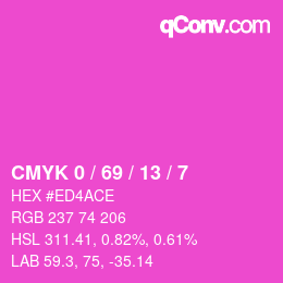 Color code: CMYK 0 / 69 / 13 / 7 | qconv.com