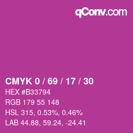 颜色代码: CMYK 0 / 69 / 17 / 30 | qconv.com