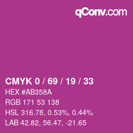 Farbcode: CMYK 0 / 69 / 19 / 33 | qconv.com