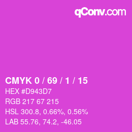 Farbcode: CMYK 0 / 69 / 1 / 15 | qconv.com