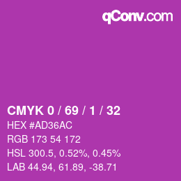 Color code: CMYK 0 / 69 / 1 / 32 | qconv.com